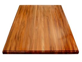 African Mahogany edge grain custom wood island countertop.