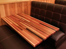 Brick-A-Brack edge grain custom wood table top.