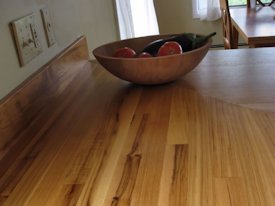 Pecan edge grain custom wood countertop.