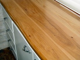 Pecan face grain custom wood countertop.