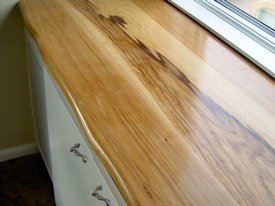 Pecan face grain custom wood countertop.