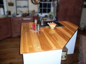 Pecan face grain custom wood island countertop.