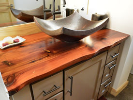 red-cedar  Wood Slab Floating Countertop