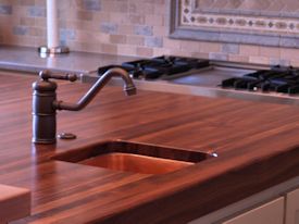 Edge Grain Walnut countertop with undermount sink and Tung-Oil/Citrus finish