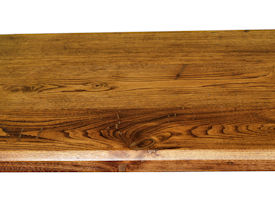 Reclaimed Wormy Chestnut face grain countertop.  Stained with a Waterlox Satin Finish.