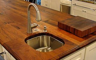 Face Grain Mesquite Island Top with undermount sink and Waterlox finish