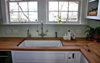 Edge Grain Reclaimed White Oak Countertop with undermount sink and Tung-Oil/Citrus finish
