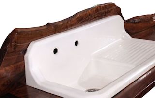 Face Texas Walnut countertop with drop in sink and Waterlox finish