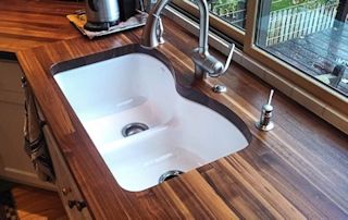 Edge Grain Walnut countertop with undermount sink and Tung-Oil/Citrus finish