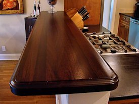 Wenge edge grain custom wood bar top.
